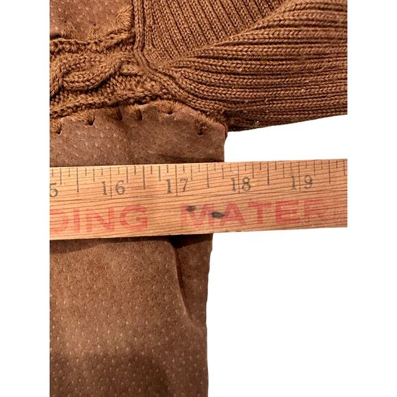 'High Point' Brown Knit and Suede Accent Panel Turtleneck Sweater Women's Large - Picture 10 of 11